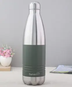 Servewell Indus Pro Vacuum Stainless Bottle Green & Silver - 1000 ml