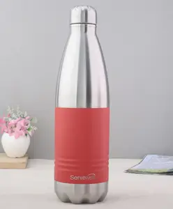Servewell Indus Pro Vacuum Stainless Bottle Red & Silver - 1000ml