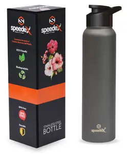 Speedex Simplex Stainless Steel 1 Litre Water Bottle For Men Woman Kids (1000 ml, Dark Grey, Sipper)