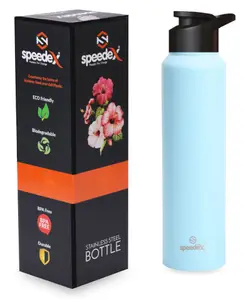Speedex Simplex Stainless Steel 1 Litre Water Bottle For Men Woman Kids (1000 ml Pastel Blue Sipper)