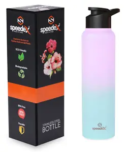 Speedex Simplex Stainless Steel 1 Litre Water Bottle Men Woman Kids (1000 ml Dual Pink Green Sipper)