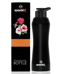 SPEEDEX Glacia Stainless Steel 1 Liter Water Bottle for Men, Woman and Kids (1000 ml , Black, Sipper)