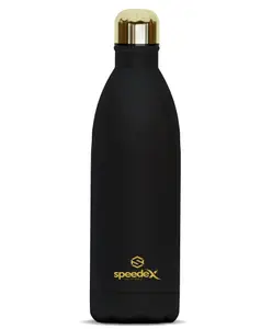 SPEEDEX Elite Gold Vacuum Insulated 24 Hrs Hot & Cold Thermosteel Water Bottle (1000 ml, Black )