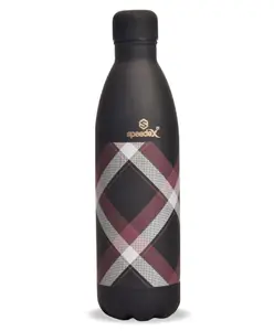SPEEDEX Check & Mate Vacuum Insulated 24 Hrs Hot & Cold Thermosteel Water Bottle (500 ml, Black )