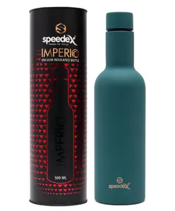 SPEEDEX Imperio Vacuum Insulated 24 Hrs Hot & Cold Thermosteel Water Bottle (500 ml, Green )