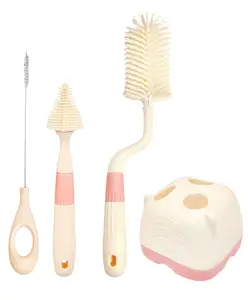 FunBlast Baby Bottle Cleaning Brush Set with Stand - Pink