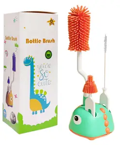 FunBlast Baby Bottle Cleaning Brush Set with Stand 4-Pieces - Green