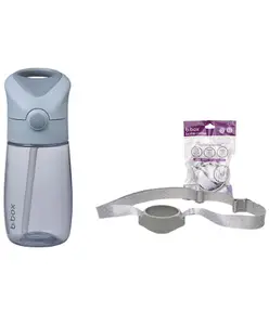 B.Box Sipper Bottle with Bottle Carrier - Ideal for Travel & School - 380 ml - Blue