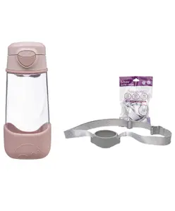 B.Box Sipper Bottle with Bottle Carrier - Ideal for Travel & School - 450ml - Pink