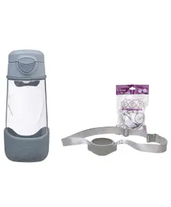 B.Box Sipper Bottle with Bottle Carrier - Ideal for Travel & School - 450ml - Blue