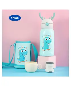 Puchku Dino stainless steel water bottle for Girls ( Pack of 1, Multicolor)