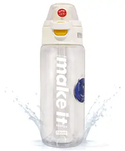 Bunie BPA Free Stylish Water Bottle with Straw - White