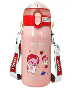 FunBlast Cartoon Theme Insulated Stainless Steel Water Bottle Light Pink - 530 ml