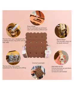 Sanjary Square Shape Children Drinking bottle School Kids Plastic Water Bottle With Strap Biscuit Shaped Water Bottle color design may vary - 400 ml