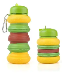 FunBlast Expandable Silicone Sipper Bottle for Kids Pack of 1 Green 550 ml
