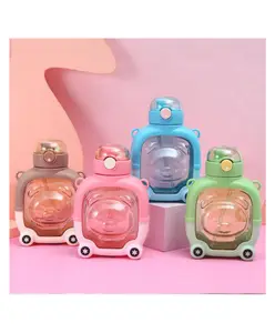 YAMAMA Cute Bear Theme Water Bottle for Kids 1000 ML Leak-Proof Portable Water Bottle With Strap And Dual Sipper (Pack of 1 Color May Vary)