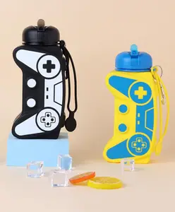 YAMAMA Joystick Design Silicone Water Bottle for Kids Leak-Proof Water Bottle with Strap & Sipper for Kids (Pack of 1 Color May Vary) - 600 ml