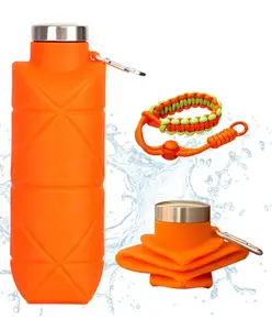 FunBlast Collapsible Silicone Sipper Bottle with Wrist Strap 1 Pc Orange - 700 ml