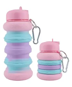 FunBlast Expandable Silicone Sipper Bottle for Kids 1 Pc Pink -550 ml