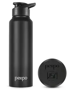 PEXPO Chromo Pro ISI Certified Stainless Steel Sports/Fridge Sipper Water Bottle, 750ml, Knight Black | Water Bottle for Office, Gym, School, Yoga, Trekking, Men, Women and Kids