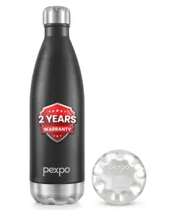 Pexpo Electro Pro 1000 Hot & Cold ISI Certified | Stainless Steel Water Bottle - 980ml, Knight Black | Thermoflask | Office Bottle | Workout | Travelling | Home
