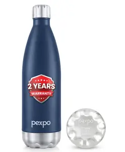 Pexpo Electro Pro 1000 Hot & Cold ISI Certified | Stainless Steel Water Bottle - 980ml, Denim Blue | Thermoflask | Office Bottle | Workout | Travelling | Home
