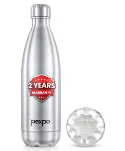 Pexpo Electro Pro 1000 Hot & Cold ISI Certified | Stainless Steel Water Bottle - 980ml, Silver | Thermoflask | Office Bottle | Workout | Travelling | Home