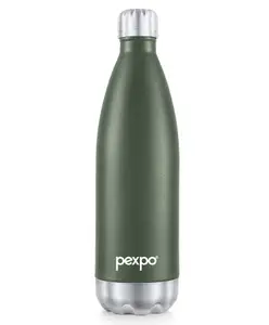 Pexpo Electro Pro Hot & Cold ISI Certified | Stainless Steel Water Bottle - 750ml Military Green | Thermoflask | Office Bottle | Workout | Travelling | Home