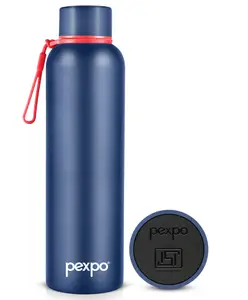 Pexpo Bravo Pro 1000ml Hot & Cold ISI Certified Flask- Denim Blue- Stainless Steel Water Bottle | Office| Gym| Travelling| Home| School| Adults & Kids|