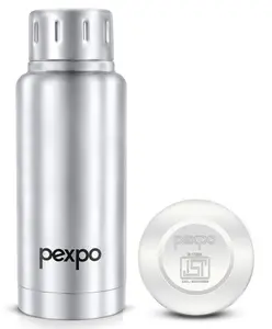 Pexpo Cameo Pro Vacuum Insulated 300ml Stainless Steel Water Bottle - Silver | Hot & Cold Upto 5-6 Hours | Leak of | Office, School, Gym & Travelling|Men, Women & Kids|
