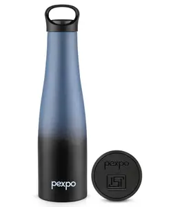 Pexpo Morocco 700 ISI Certified | Hot & Cold Insulated Water Bottle with Loop Handle| Stainless Steel Flask - 600ml | Grey-Black Ombre Shade | Thermoflask | Office Bottle