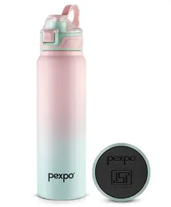 Pexpo Amaze 800 ISI Certified Water Bottles Stainless Steel Vacuum Insulated Hot & Cold Flask - Pink & Green Ombre 740ml, Water Bottle Ideal for Home, Office, Gym, Outings, and School