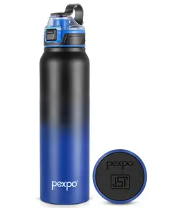 Pexpo Amaze 1000 ISI Certified Water Bottles Stainless Steel Vacuum Insulated Hot & Cold Flask - Black & Blue Ombre 940ml, Water Bottle Ideal for Home, Office, Gym, Outings, and School