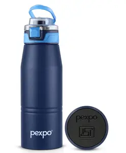 Pexpo Atlas 800 Stainless Steel Vacuum Insulated Hot & Cold Flask - 740 ml, Denim Blue | Home| Office| Gym | Outing | School | Ideal for Adults & Kids