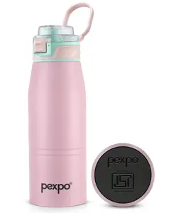 Pexpo Atlas 800 Stainless Steel Vacuum Insulated Hot & Cold Flask - 740ml, Pink | Home| Office| Gym | Outing | School | Ideal for Adults & Kids