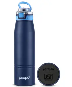 Pexpo Atlas 1000 Stainless Steel Vacuum Insulated Hot & Cold Flask - 940ml, Denim Blue | Home| Office| Gym | Outing | School | Ideal for Adults & Kids