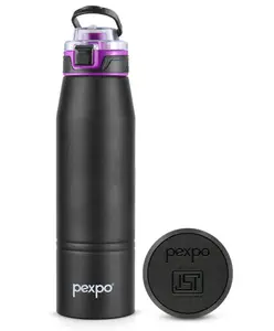 Pexpo Atlas 1000 Stainless Steel Vacuum Insulated Hot & Cold Flask - 940 ml, Knight Black | Home| Office| Gym | Outing | School | Ideal for Adults & Kids