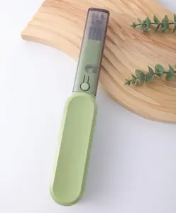 Fab N Funky Bottle Cleaning Brush Silicone Long Handle, Cup Lid Cleaner Brush.Multifunctional Brushes for Water Bottles, Straws, Windows, Grooves, Keyboards Efficient Cleaning Tools| Knife Cleaner | Knife Sharpener| Grater Brush| Double Brush Head - Green