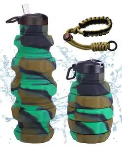 FunBlast Foldable Water Bottle with Wrist Strap - Pack of 1 Green - 500 ml