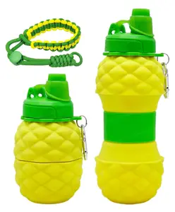 FunBlast Pineapple Shaped Silicone Sipper Bottle with Wrist Strap 1 Pc Yellow 700 ml