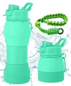 FunBlast Collapsible Silicone Sipper Bottle with Wrist Strap 1 Pc Green 600 ml