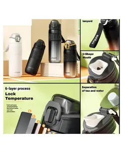 SANJARY Stainless Steel Water Bottle Thermos Flask Thermosteel Bottle, Insulated Water Bottle For Office Home School 660 ml color design may vary