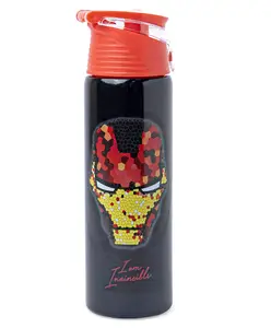 Marvel Iron Man Themed Sipper Water Bottle Black Red - 500 ml