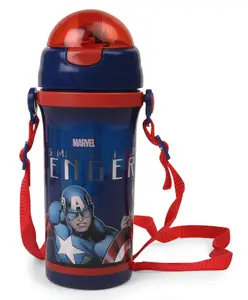 Marvel Captain America Sipper Bottle With Flip Open Top Blue - 350 ml