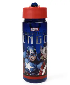 Marvel Captain America Sipper Bottle With Flip Open Top Red Blue - 550 ml