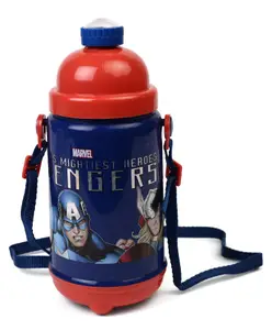 Marvel Avengers Sipper Bottle With Push Button Blue Red - 400 ml