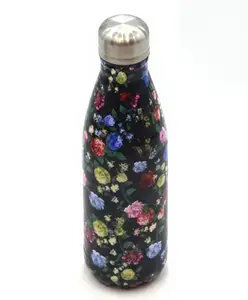 Rushabh Novelty Insulated , BPA Free, leakproof, hot and cold, bottle for school, college, office and travelling Water Bottle - 1211-Black Multi -500ml