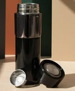 Rushabh Novelty Insulated , BPA Free, leakproof, hot and cold, bottle for school, college, office and travelling Water Bottle - 1319-Black -500ml