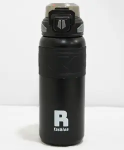 Rushabh Novelty Insulated , BPA Free, leakproof, hot and cold, bottle for school, college, office and travelling Water Bottle - 1010-Black -650ml