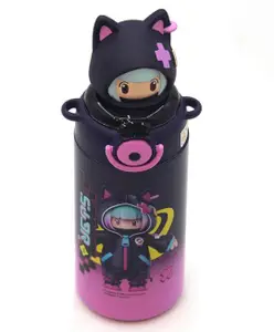 Rushabh Novelty Insulated , BPA Free, leakproof, hot and cold, bottle for school, college, office and travelling Water Bottle - 7016-Black -600ml